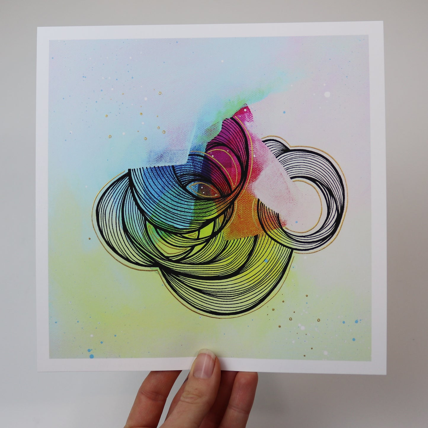 Open Edition Print: "Rainbow Coiling II" Hand Embellished