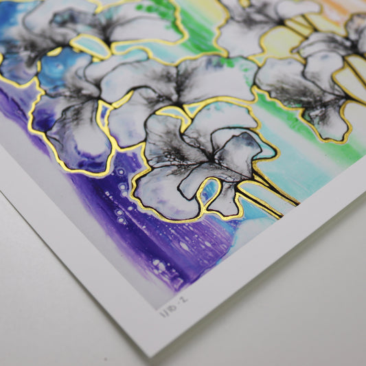 Second Edition Print: "Rainbow Flowers" Hand Embellished
